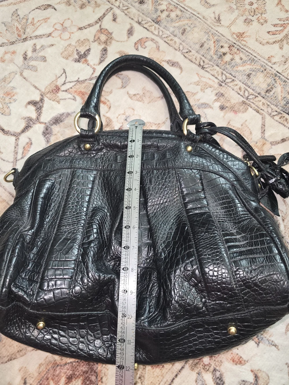 Brahmin Louise Rose Croc-Embossed Leather Satchel Handbag